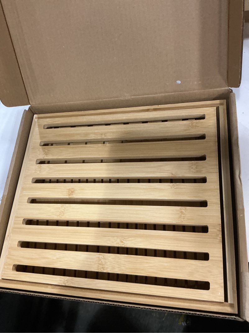 Condition photo showing Good Condition for 10.5" bamboo bread slicer for homemade bread - sourdough slicing guide with crumb catcher & stable mortise-tenon structure - baking gifts for valentine's day