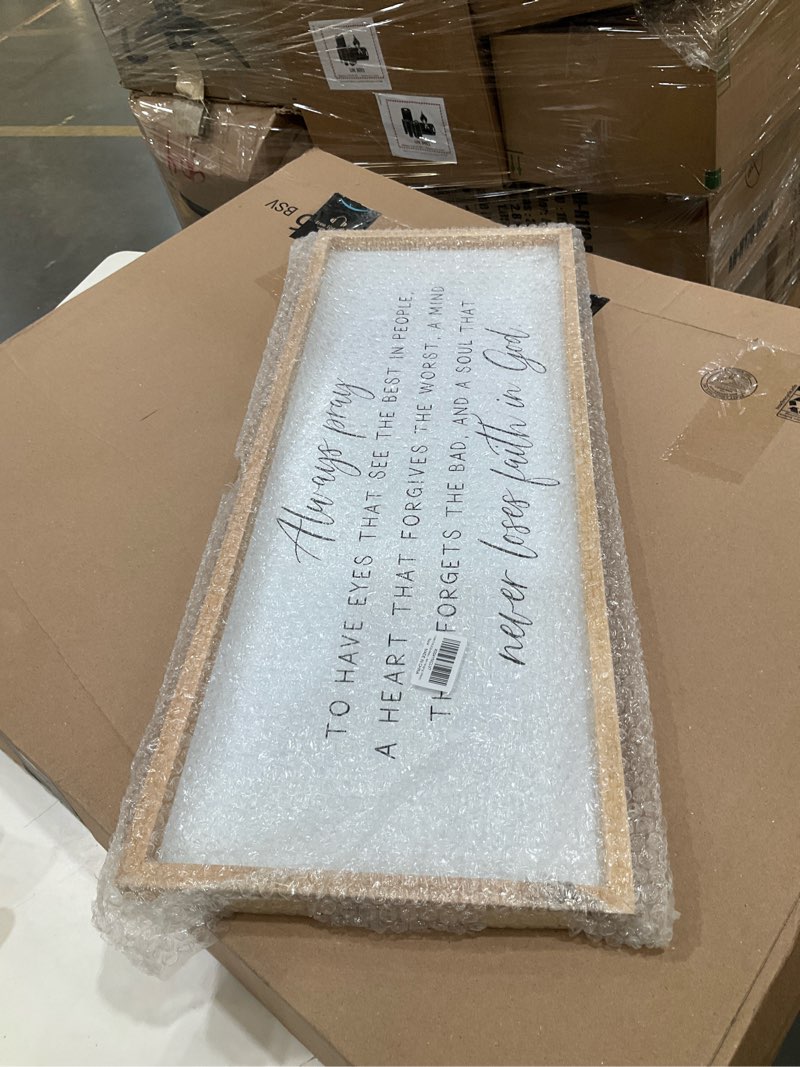 Condition photo showing Good Condition for always pray wall decor to have eyes that see sign 32"×12" bible verse scripture christian for bedroom living room large wall art hanging (wood) 32"l x 12"w always pray (wood)