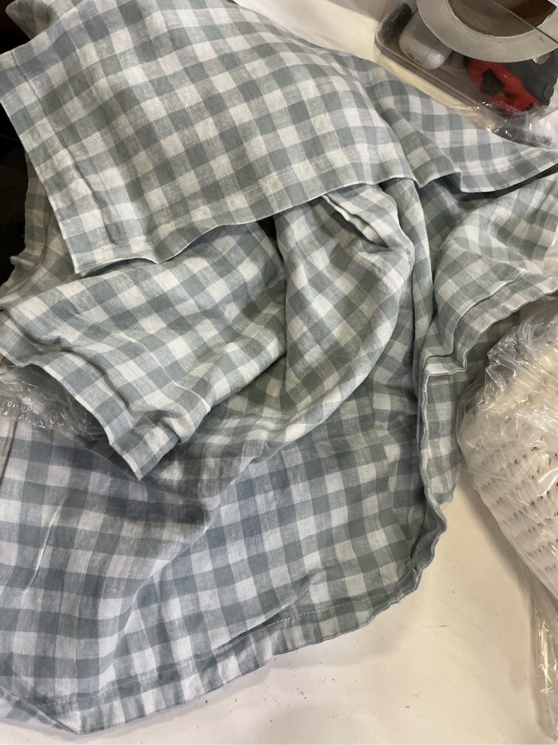 Condition photo showing Good Condition for european linen gingham euro sham, euro, blue fog