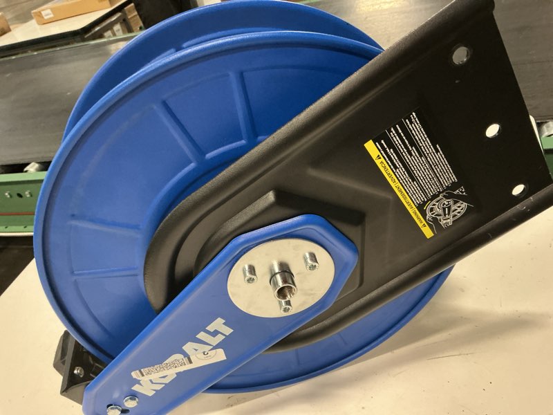 Condition photo showing As Is for kobalt 3/8-in x 50-ft poly hybrid 300-psi air compressor hose reel