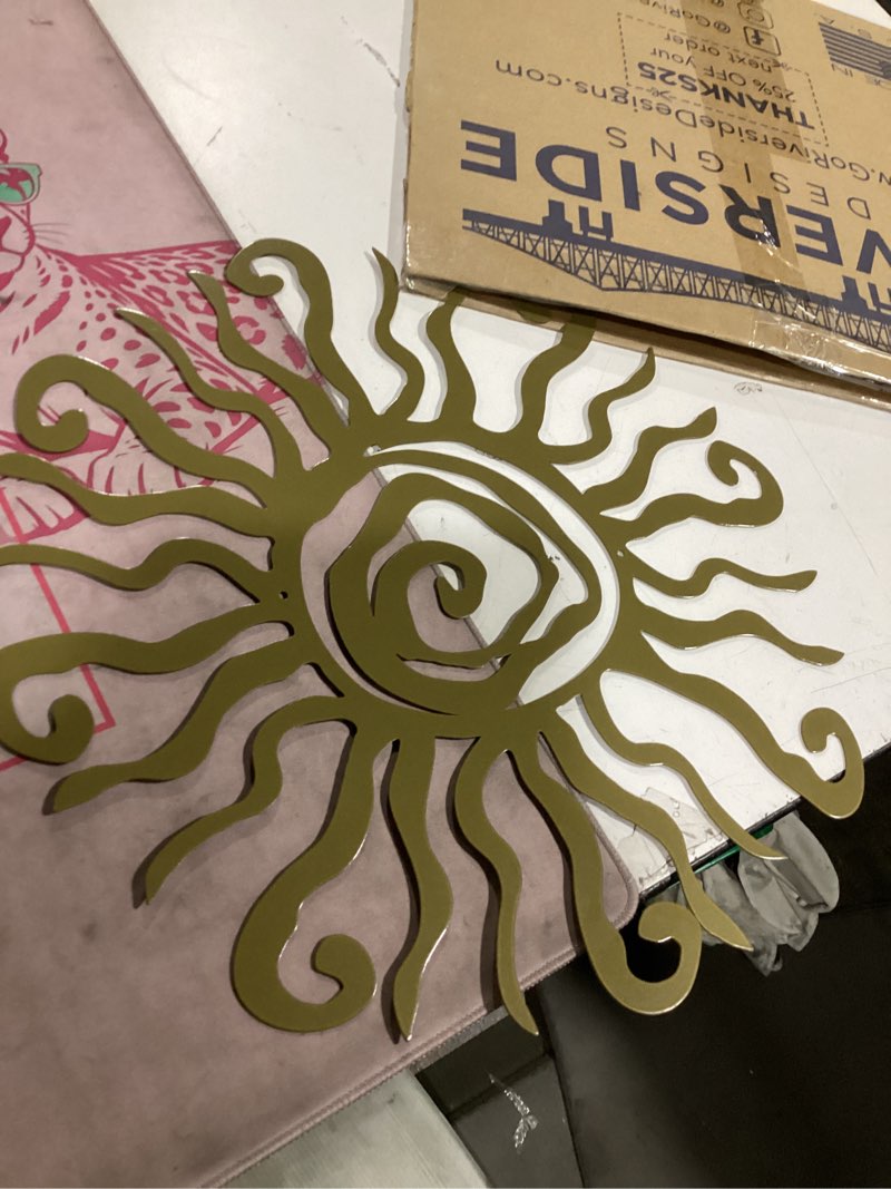 Condition photo showing New/Like New for riverside designs wacky sun metal wall art indoor/outdoor decor - 18" copper rust proof wall sculpture - made in usa - ideal for bedroom, garden, home, patio and farmhouse 18"l x 18"w copper