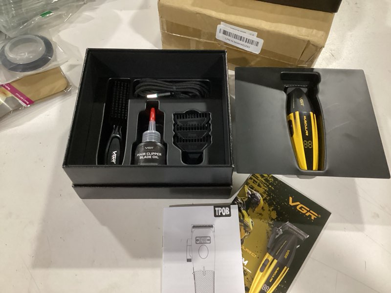 Condition photo showing New/Like New for vgr 285t small hair trimmer for men, 9000rpm professional beard trimmer for men, zero gapped ceramic & dlc t blade clippers for hair cutting, cordless hair clippers barber kit with led display