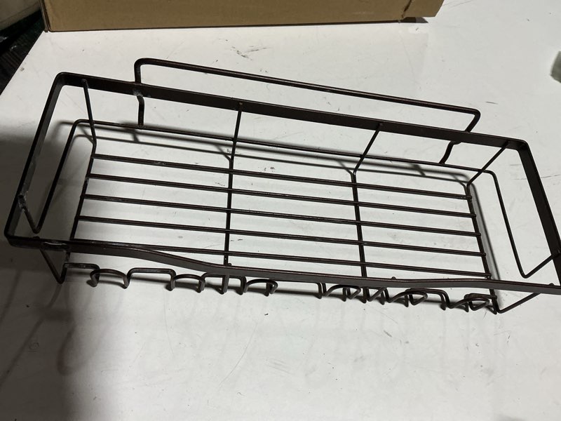 Condition photo showing As Is for kitsure shower caddy - 2 pack, no drilling shower organizer with 8 hooks, rustproof stainless steel shower shelf for inside shower, wall mounted shower rack for bathroom, kitchen, black black x-large