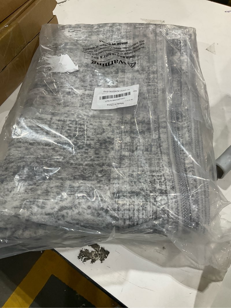 Condition photo showing Good Condition for Long Hallway Runner Rug- Carpet Runners for Hallway 12ft, Anti Slip Backing Washable Rug Runner for Bathroom, Entrance, Living Room, Soft Low Pile Modern Rug Runner(2'x12', Grey/Ivory) Grey/Ivory 2' x 12' (Runner)