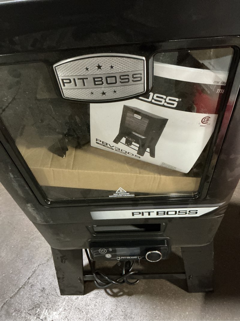 Condition photo showing As Is for pit boss dx series vertical 30in series 880-sq. in black smart electric smoker