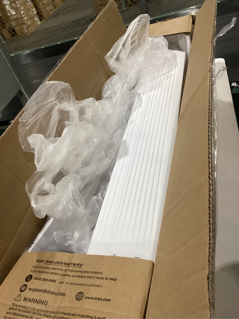 Condition photo showing Good Condition for used dreo tower fan for bedroom, 25ft/s smart standing fans, 90° oscillating floor fan with 4 modes, 4 speeds, 8h timer, 28db, bladeless, remote, 28 db, works with wifi voice control white
