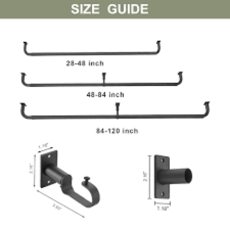 vimayta wrap around curtain rod for 28 to 65 inches window, splicing structure, 1 inch room darkenin