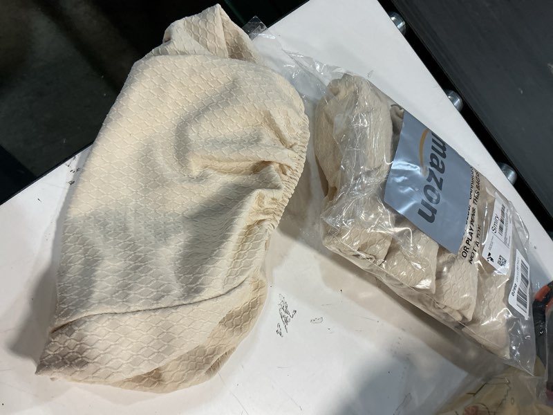 Condition photo showing Good Condition for Smiry Waterproof Seat Covers for Dining Room Chairs Set of 6, Stretch Jacquard Removable Washable Chair Seat Slipcovers Protector, No Rear Covers, Beige Set of 6 Beige