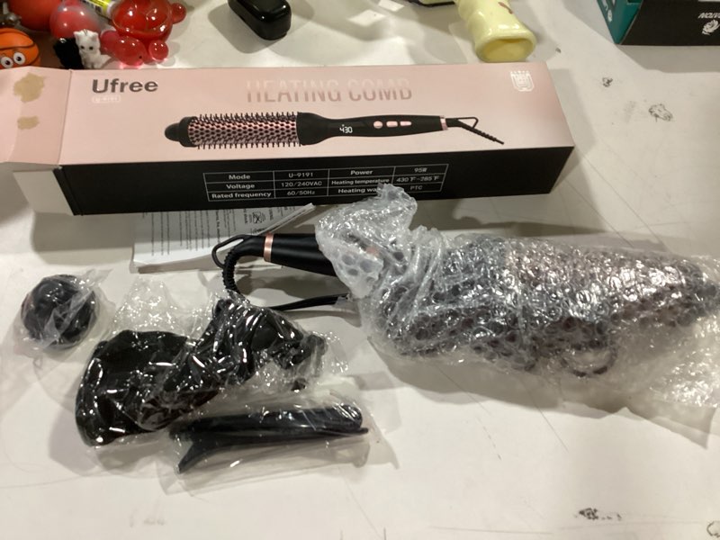 Condition photo showing New/Like New for Thermal Brush, 1 1/2 inch Heated Round Brush with Detachable Head, Velvet Pouch and Dual Voltage for Travel, Easy to Create Blowout Look, Rose Gold