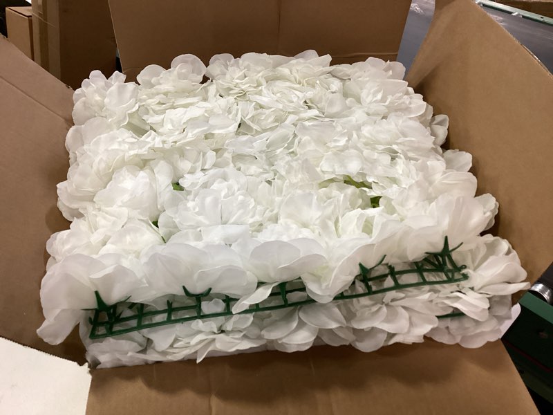 Condition photo showing Good Condition for Flower Wall Backdrop 12-Pack 16.5"* 16.5"Artificial Rose Floral Panels Silk Spring Wedding Home Valentine's Day Photography Event Party Decoration -White White 16.5inch
