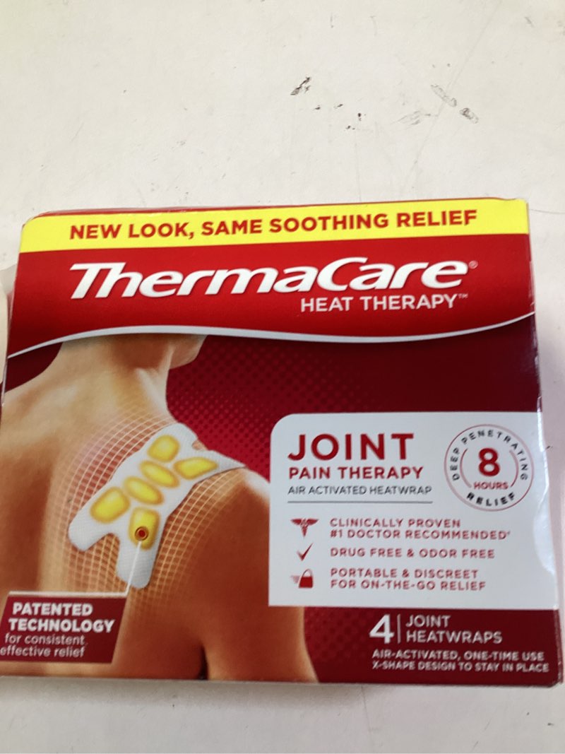 Condition photo showing New/Like New for thermacare portable heating pads - adhesive, disposable heatwraps for joint & muscle pain relief - multi-purpose, drug-free therapy with flexible fit (4-count)
