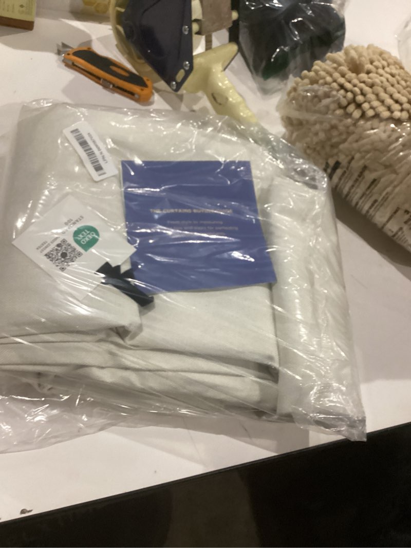 Condition photo showing Good Condition for 100% blackout shield linen blackout curtains for bedroom 102 inches long, back tab/rod pocket living room drapes, thermal insulated blackout curtains 2 panels set, 50" w x 102" l, light cream light cream 50"w x 102"l (pack of 2)