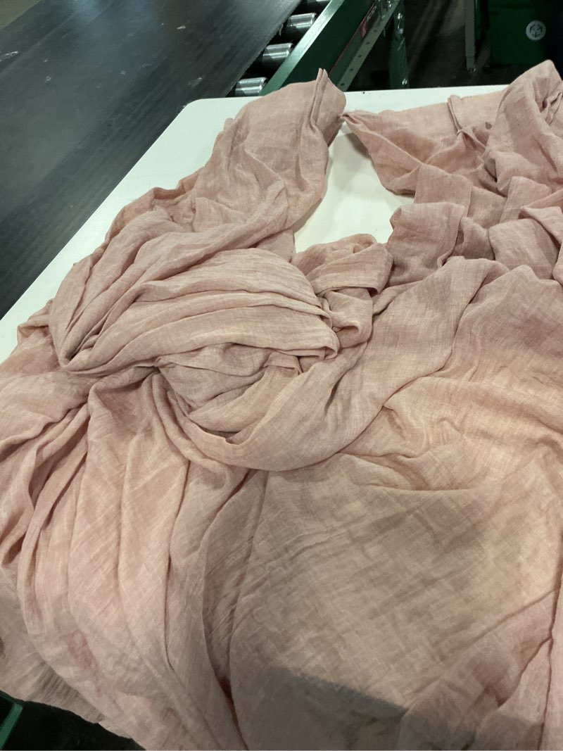 Condition photo showing Good Condition for melodieux blush pink cotton sheer curtains 84 inches long, bedroom living room natural light filtering crepe voile drapes rustic crinkle linen sheer curtains rod pocket, 52" w x 84" l, 2 panels