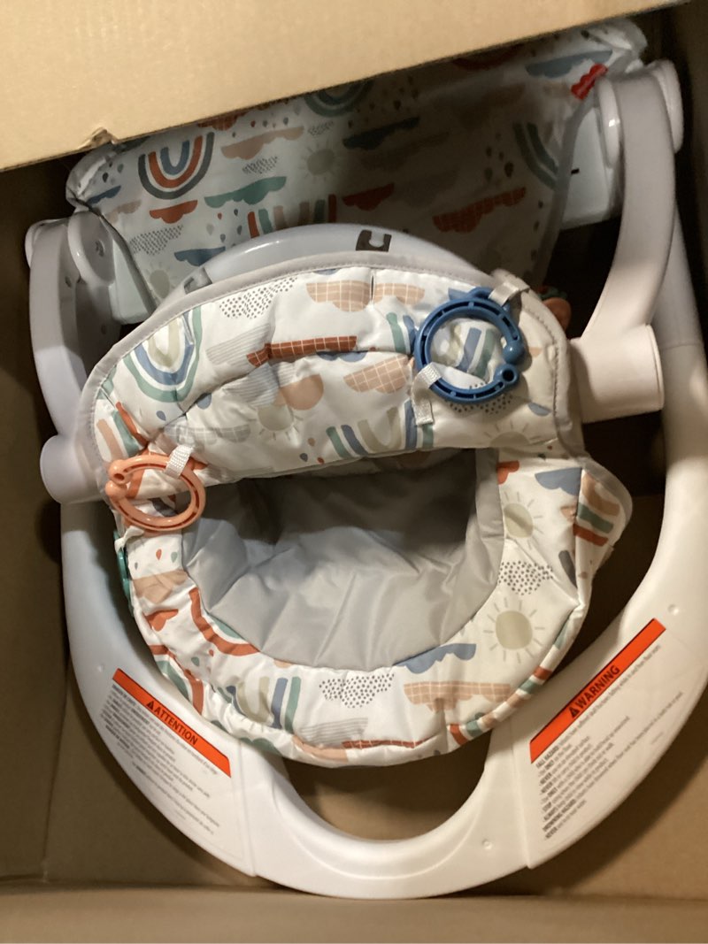 Condition photo showing Good Condition for Fisher-Price Portable Baby Chair Sit-Me-Up Floor Seat with Developmental Toys & Machine Washable Seat Pad, Rainbow Showers