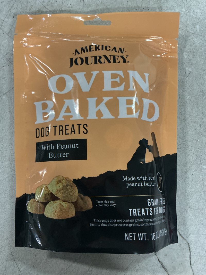 Condition photo showing New/Like New for American Journey with Peanut Butter Grain-Free Oven Baked Crunchy Biscuit Dog Treats, 16-oz bag