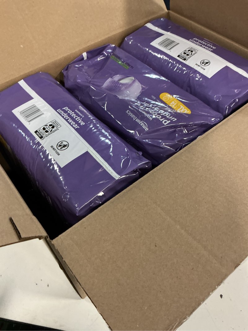 Condition photo showing New/Like New for (size:2xl)amazon basics postpartum incontinence underwear for women, maximum absorbency, disposable, bladder leak protection, odor control, comfortable fit, xx-large, lavender, 42 count (3 packs of 14)