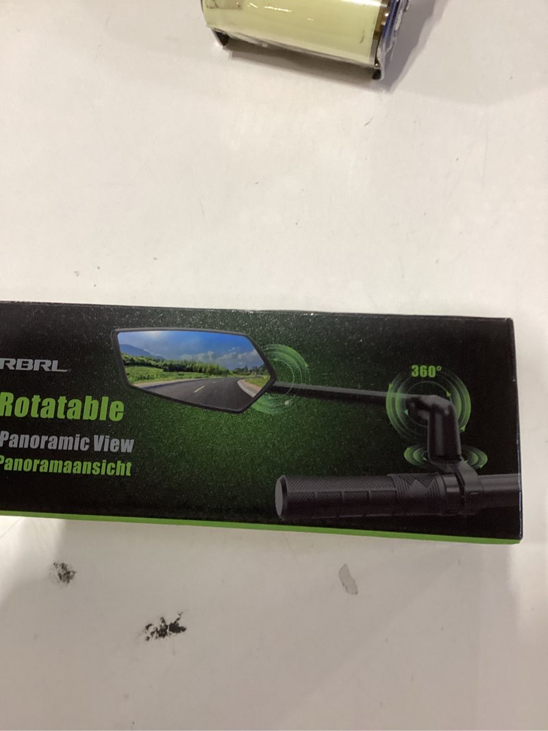 Condition photo showing New/Like New for RBRL Bike Mirror, 3D Adjustable Arm for Extended Reach, Aluminum Alloy Anti-shake Bicycle Rearview Mirrors, 360° Panoramic Rearview, Wide Angle Shatterproof & Foldable E-bike Mirror(left)