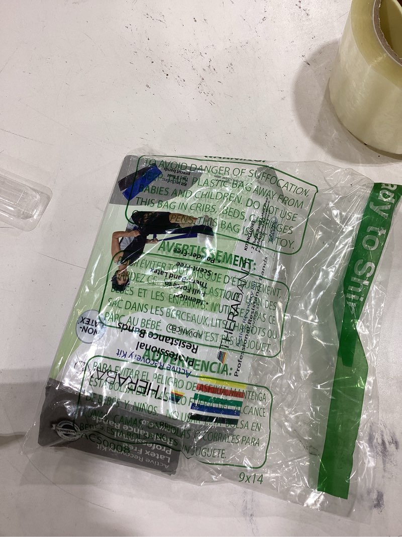 Condition photo showing New/Like New for THERABAND Resistance Bands Set, Advanced Kit, Blue, Black, Non-Latex Elastic Bands for Exercise & Physical Therapy, Strength Training Bands for Upper & Lower Body Fitness Non Latex Advanced Set - Blue/Black