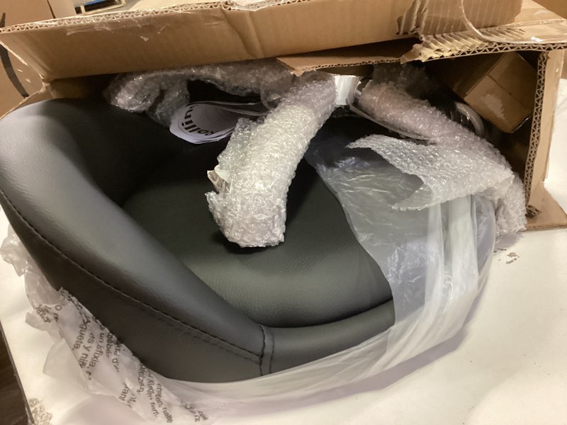 Condition photo showing Good Condition for KKTONER PU Leather Round Rolling Stool with Back Rest Height Adjustable Swivel Drafting Work SPA Task Chair with Wheels Black