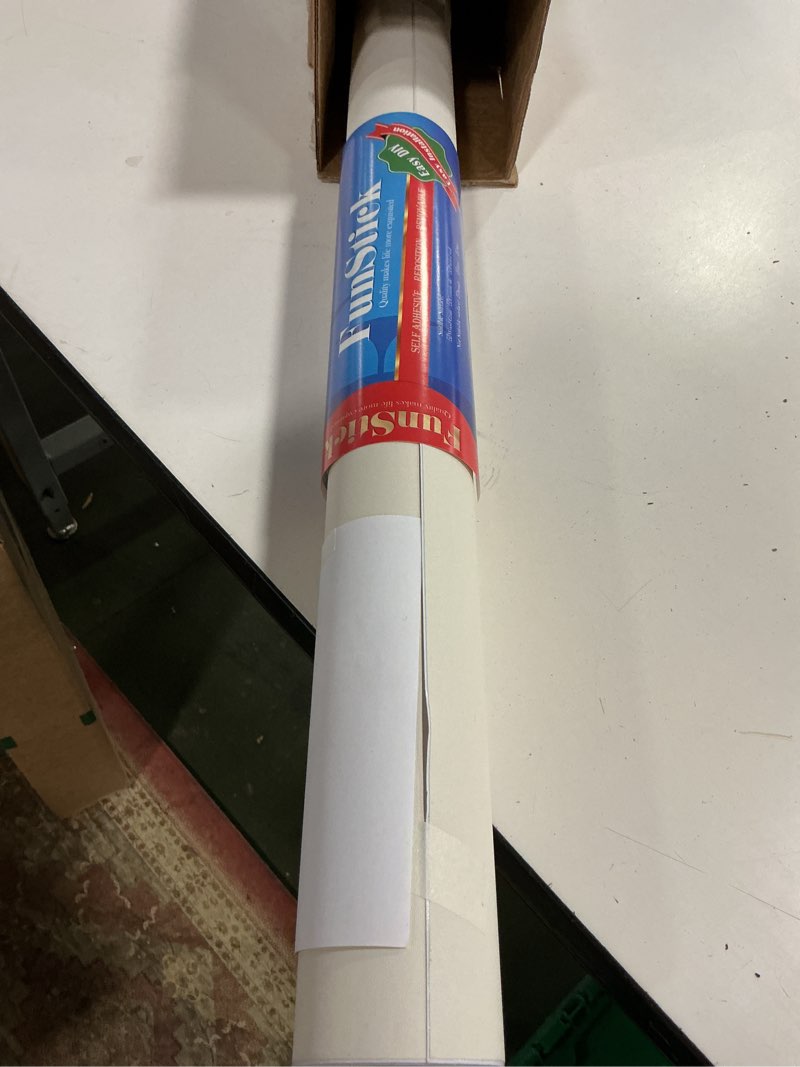 Condition photo showing As Is for FunStick 24" x 200" Solid Cream White Contact Paper Decorative Peel and Stick Wall Paper Roll Self A