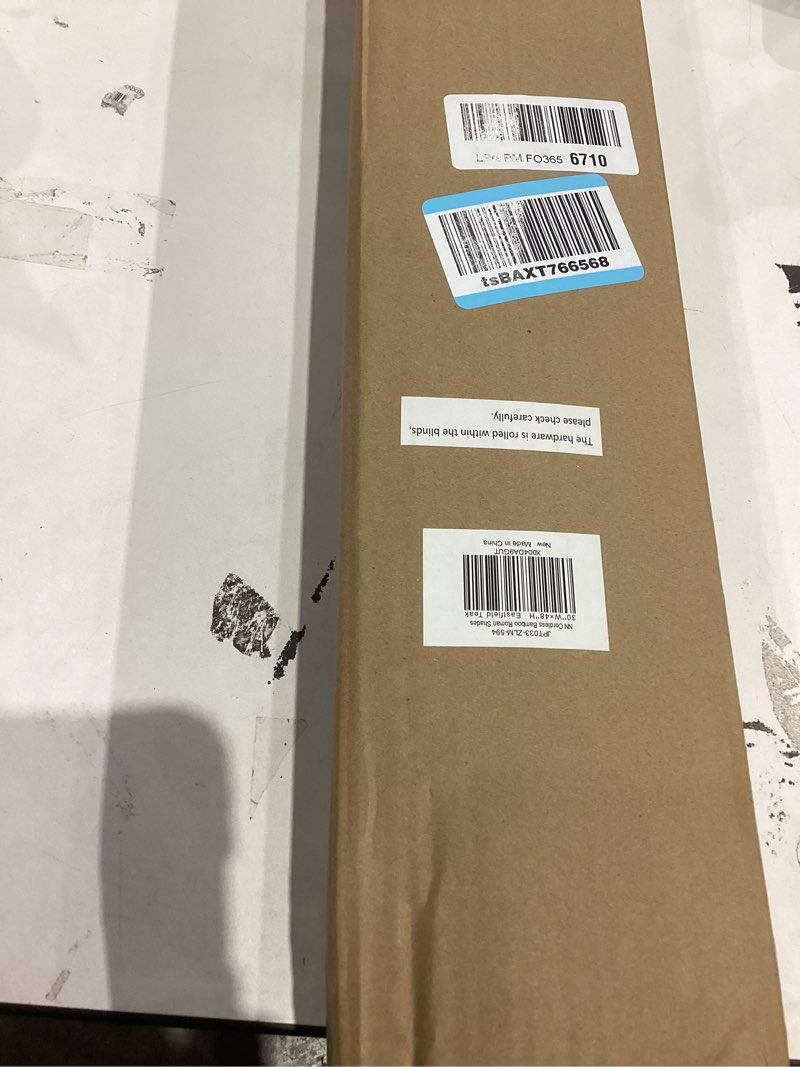 Condition photo showing Good Condition for LazBlinds No Tools No Drill Cordless Bamboo Roman Shades, Light Filtering Window Treatment, Roll Up Bamboo Blinds for Windows 30'' W x 48'' H, Eastfield Teak Light Filtering-eastfield Teak 30" W x 48" H