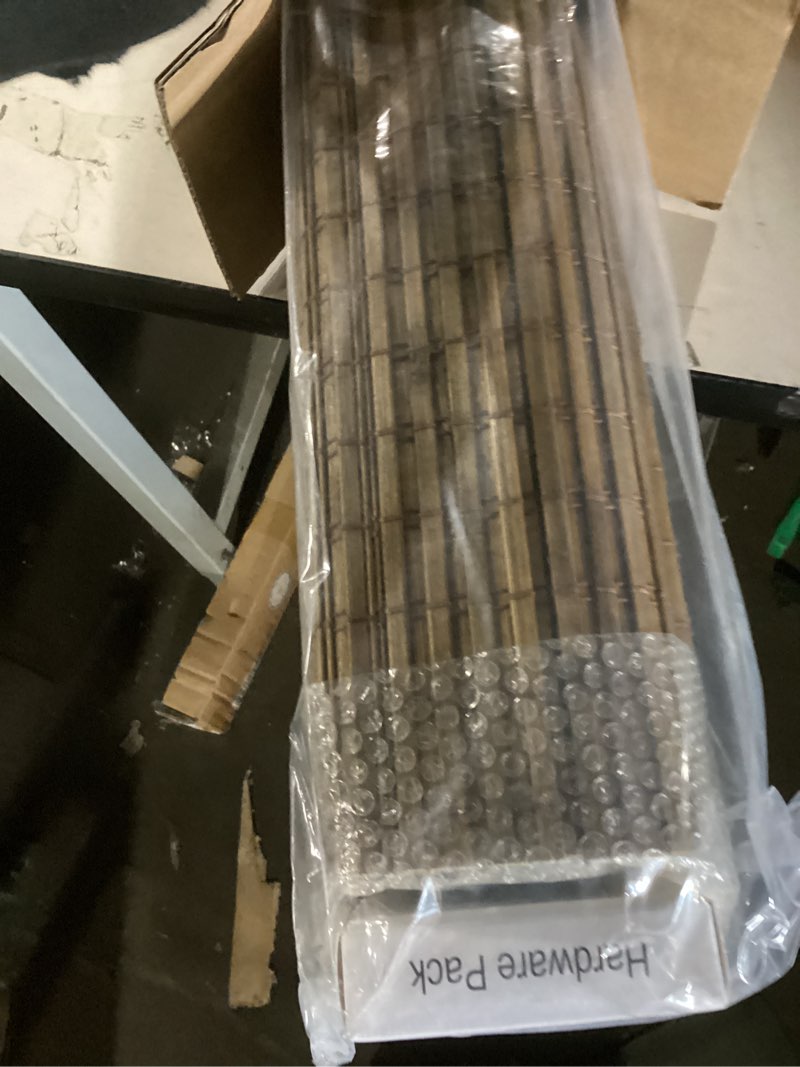 Condition photo showing New/Like New for cordless bamboo roman shades for windows, blinds size (29.5" w ×64" h) colour (highfield teak) highfield teak 29.5" w × 64" h