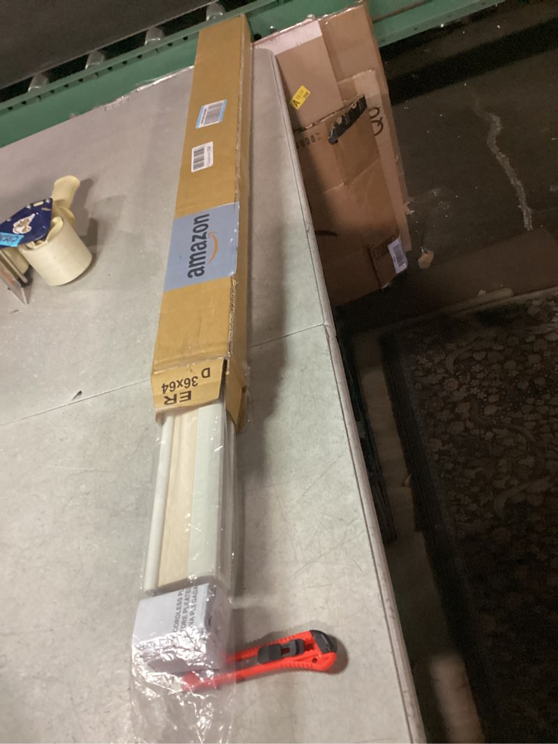 Condition photo showing New/Like New for LazBlinds No Tools No Drill 1" Vinyl Mini Blinds, Cordless Blinds for Windows, Light Filtering Horizontal Window Blinds & Shades, 33 1/2" W x 64" H, Cream Cordless-cream 33 1/2" W x 64" H