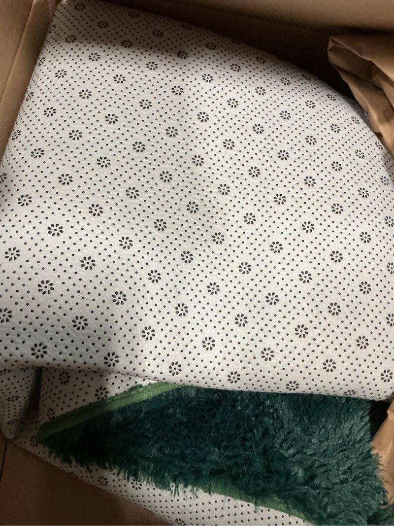 Condition photo showing Good Condition for flydoit large area rugs for living room, 4x6 feet deep-green shaggy rug fluffy throw carpets, ultra soft plush modern indoor fuzzy rugs for bedroom girls kids nursery room dorm home decor 4' x 6' (rectangular) deep green