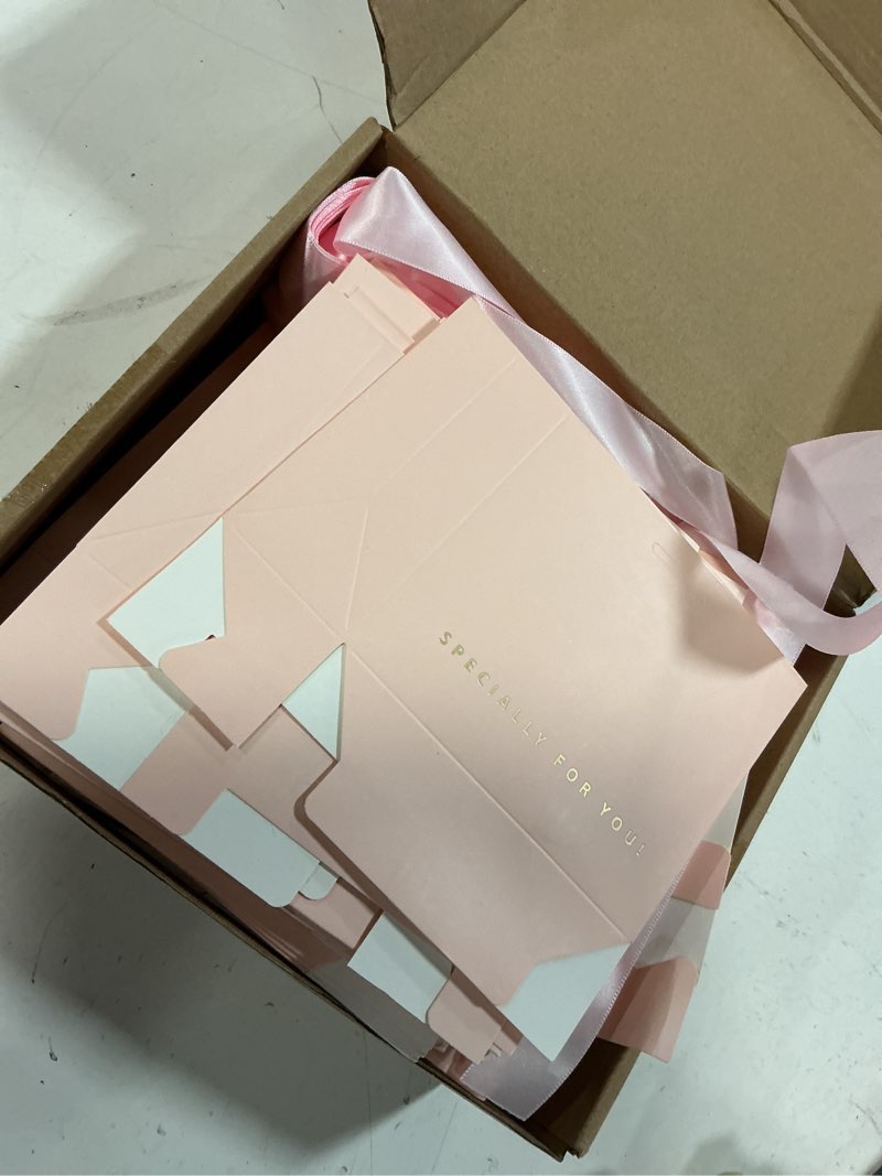 Condition photo showing Good Condition for lewtemi 80 pack small thank you gift bags boxes mini favor gift bags with bow ribbon treat boxes for wedding baby shower party bridesmaid celebration(classic style,pink ribbon) 1 count (pack of 80) pink ribbon