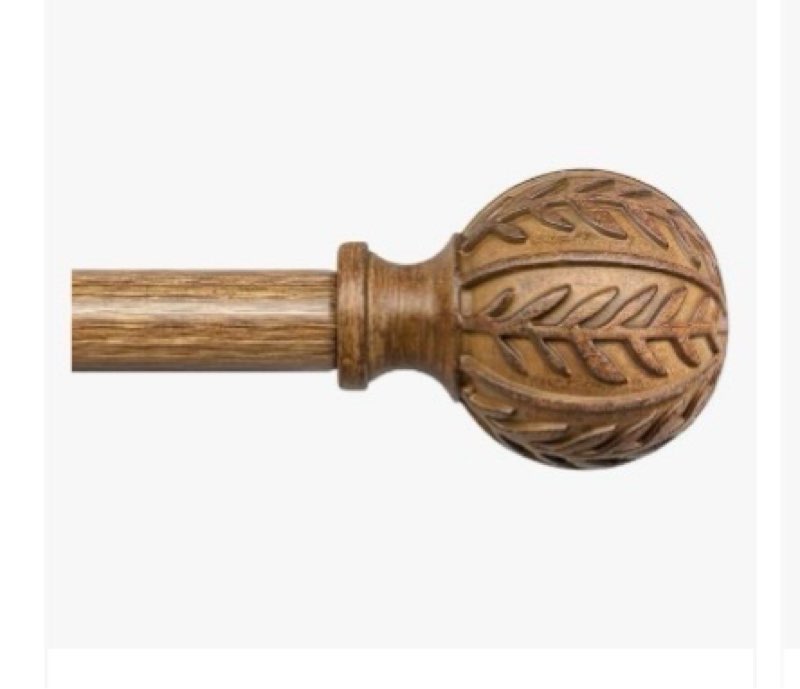 QDWIS 2 Pack Wood Curtain Rods for Windows 66 to 120 Inch, 1'' Adjustable Decorative Drapery Rods wi