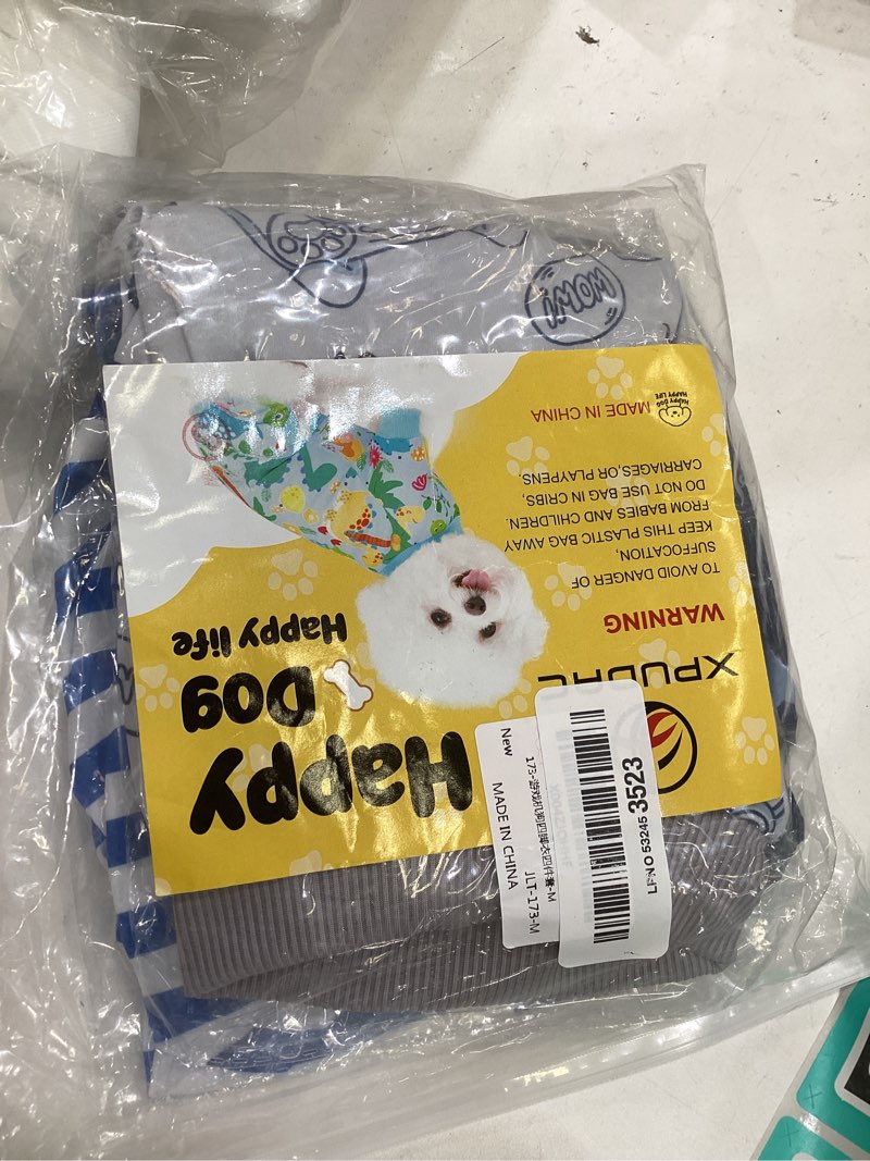 Condition photo showing Good Condition for xpudac 4 pack dog pajamas for small dogs, soft dog onesie, comfy puppy clothes lightweight pet pjs outfit pet clothes for boy, m game consle medium(chest-16")