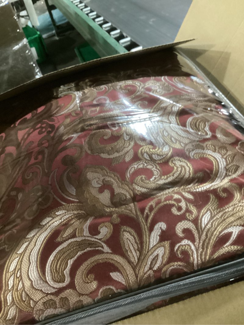 Condition photo showing Good Condition for Madison Park Essentials Brystol 24 Piece Room in a Bag Faux Silk Comforter Jacquard Paisley Design Matching Curtains Down Alternative Hypoallergenic All Season Bedding-Set, King (104 in x 92 in), Red Red King (104 in x 92 in) Paisley