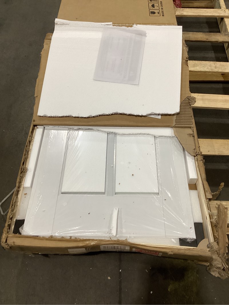 Condition photo showing As Is for (1 door only)(24\" x 2) x 80\" Clear Glass French Interior Door Slab, 10-Lite Glass Pantry Door for Bathroom Laundry Closet Pocket, Solid Core Pre-Assembled Panel Without Hardware, White 48\" x 80\"