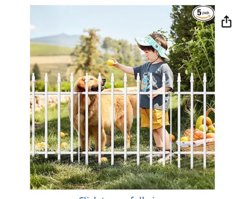 Thealyn Metal Decorative Garden Fence 22\" Wide x 18\" High (5 Panels, Total Length 9.17 feet), Metal Border Folding Fence, Landscape Fencing for Flower Bed, Yard, Animal Barrier 18? H x 9.17 ft (5 Panels)