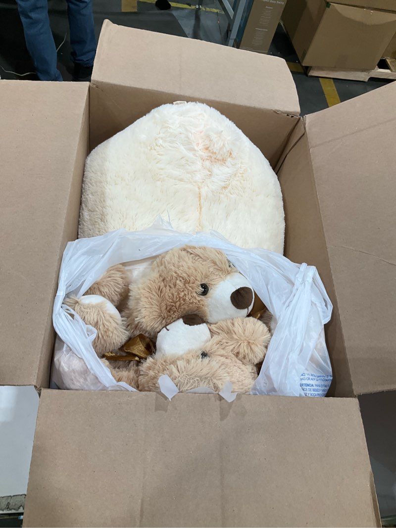 Condition photo showing Good Condition for morismos giant teddy bears with babies, 36inch large mommy bear with 2 babies stuffed animals for baby shower, big bear plush beige brown 36 inches