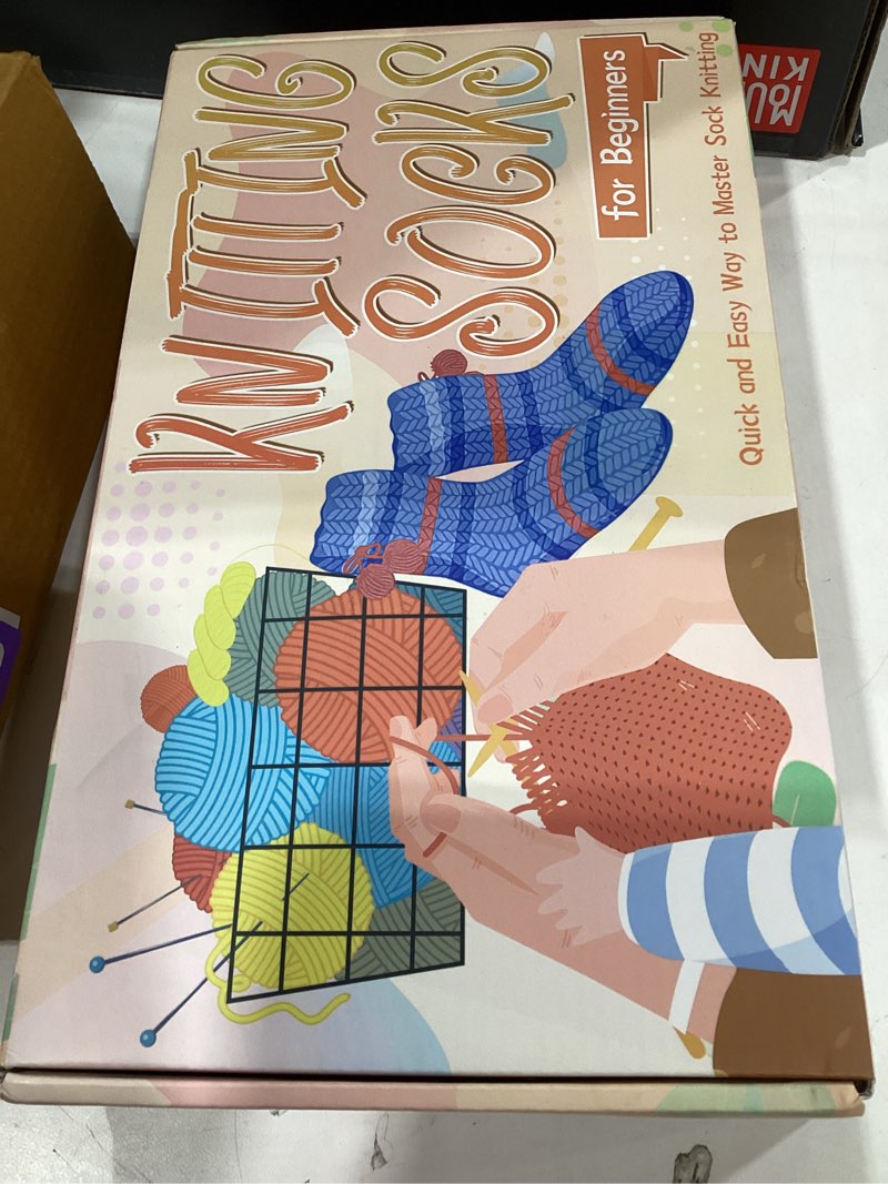 Condition photo showing New/Like New for katech knitting kit for beginner adults, 6 pcs socks yarn for knitting kit w/step-by-step instruction and knitting needles, knitting starter kit for learn-to-knit craft kits for adults gift gray-purple-green