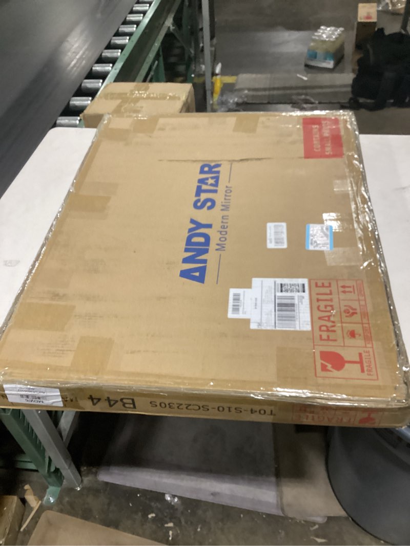 Condition photo showing New/Like New for ANDY STAR Brushed Nickel Mirror 22x30 Inch, Scalloped Bathroom Mirror, Silver Bathroom Mirror in Anti-Rust Stainless Steel Metal Thin Frame Deep 1’’, Wall-Mounted Mirror (Horizontal/Vertical) Brushed Nickel 30"L x 22"W