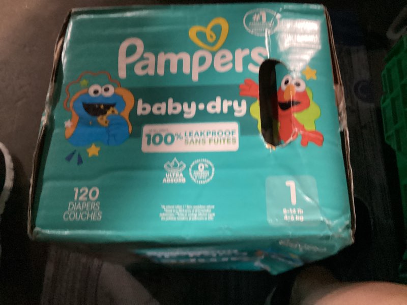Condition photo showing As Is for pampers diapers - baby dry - size 1, 120 count, absorbent disposable infant diaper (packaging may vary) size 1 120