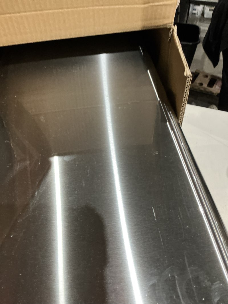 Condition photo showing As Is for itouchless 13 gallon sensor kitchen trash can with lid and odor filter, stainless steel trashcan extra-wide lid opening slim garbage bin for home office work bedroom living room garage large capacity black, silver 13 gal