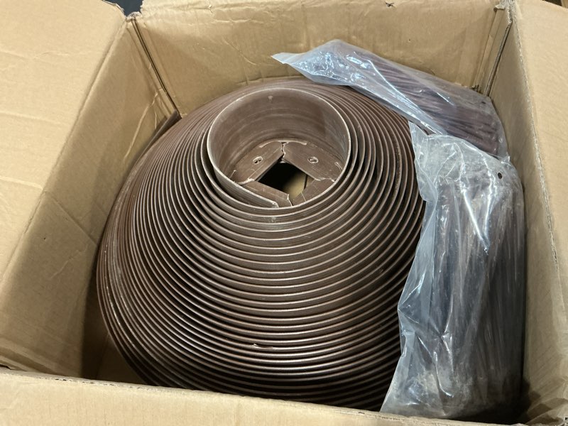 Condition photo showing As Is for agtek garden edging 98ft landscape edging kit 3 inch height plastic garden border no dig lawn border for yard flower bed with 60 stakes brown 3in x 98ft
