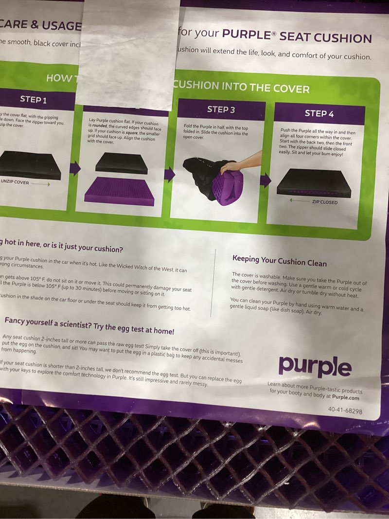 Condition photo showing New/Like New for Purple Royal Seat Cushion - Seat Cushion for The Car Or Office Chair - Temperature Neutral Grid