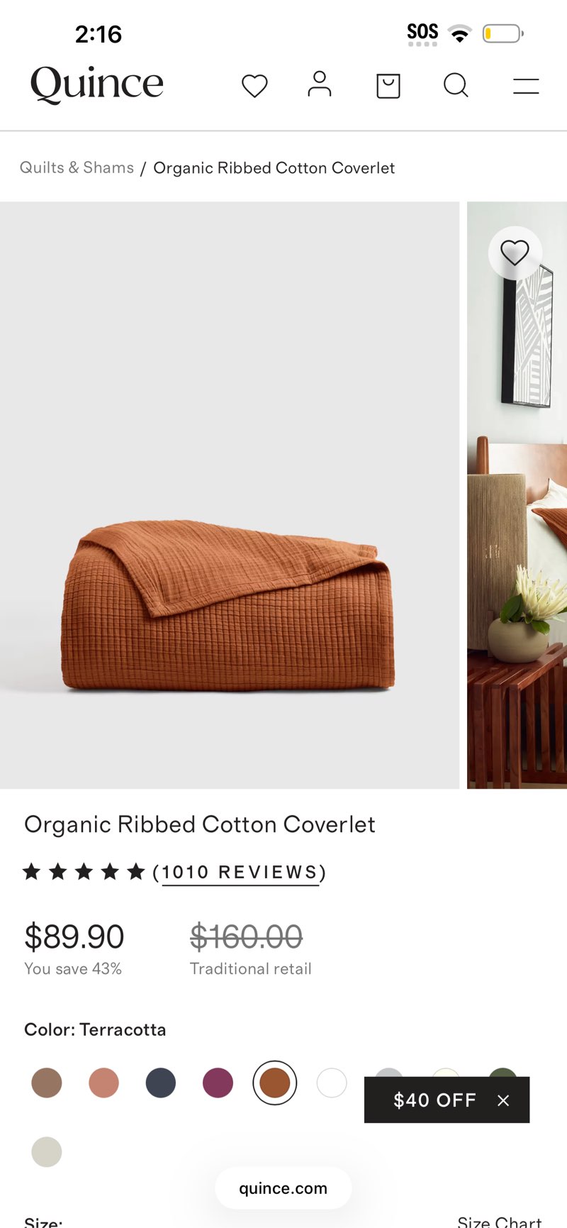 organic ribbed cotton coverlet, king/cal king