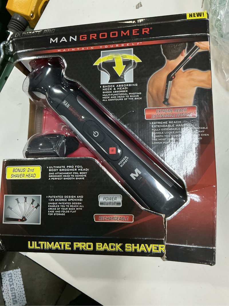 Condition photo showing Good Condition for mangroomer - ultimate pro back shaver with 2 shock absorber flex heads, power hinge, extreme reach handle and power burst 3 piece set