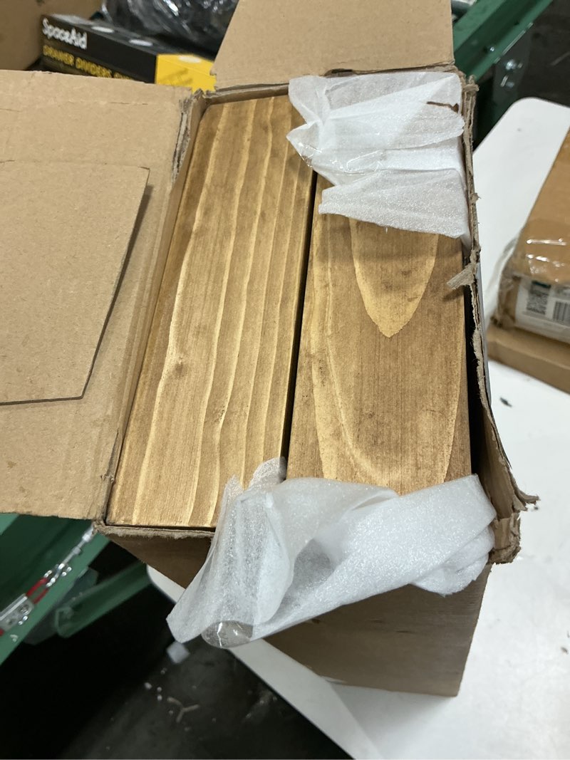 Condition photo showing Good Condition for 17x6.8x2 inch rustic floating shelves for wall set of 2 - oak solid wood wall mounted shelves with invisible bracket, compact design for farmhouse living room bedroom kitchen decor oak 17x6.8x2