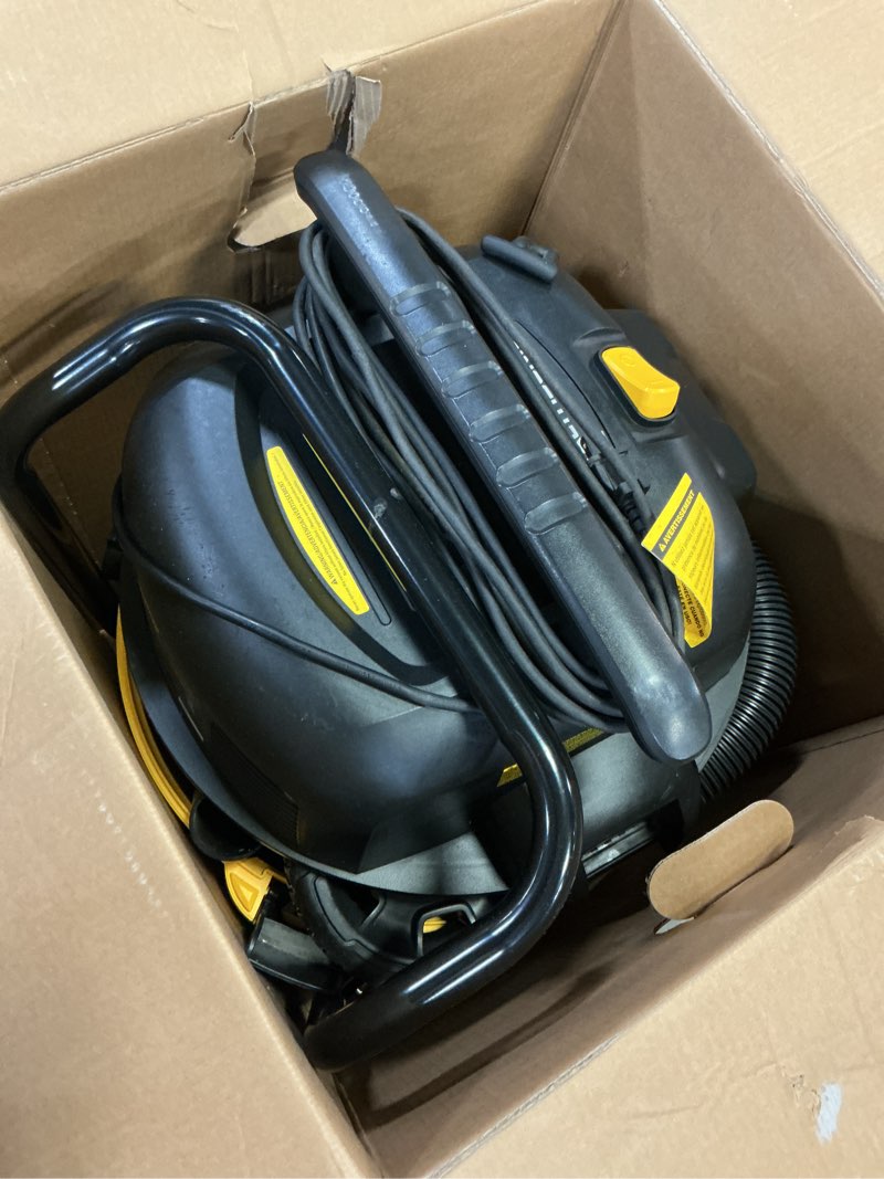 Condition photo showing As Is for dewalt stealthsonic quiet 16-gallon 6.5 hp corded wet/dry shop vacuum with accessories included