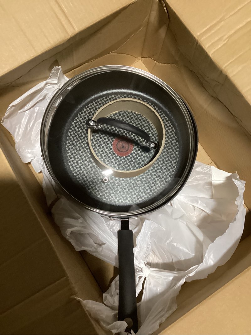 Condition photo showing Good Condition for T-Fal Ultimate Hard Anodized Nonstick Fry Pan With Lid 12 Inch, Oven Broiler Safe 400F, Lid Safe 350F, Cookware, Pots and Pans, Kitchen Frying Pans, Skillets, Home, Dishwasher Safe, Black Hard Anodized Nonstick 12-Inch Fry Pan With Lid