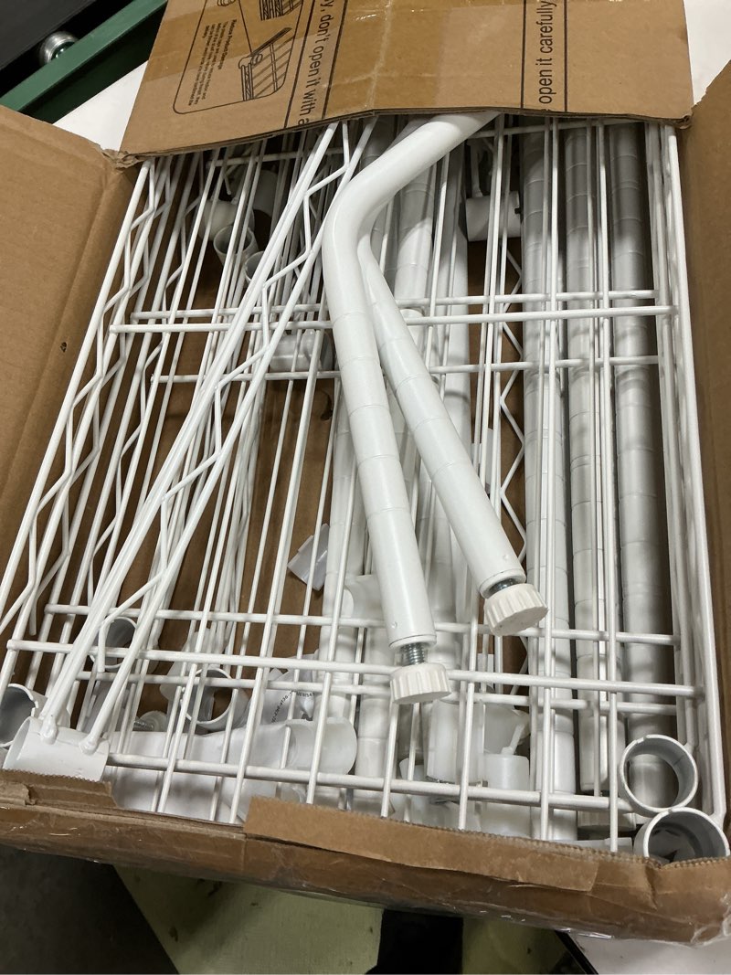 Condition photo showing Good Condition for ulif u11 over washer and dryer shelves, 3 tiers laundry room storage and organizer standing shelf, metal freestanding clothes drying rack, 33.9" w x 19.7" d x 77.6" h, white white u11 regular