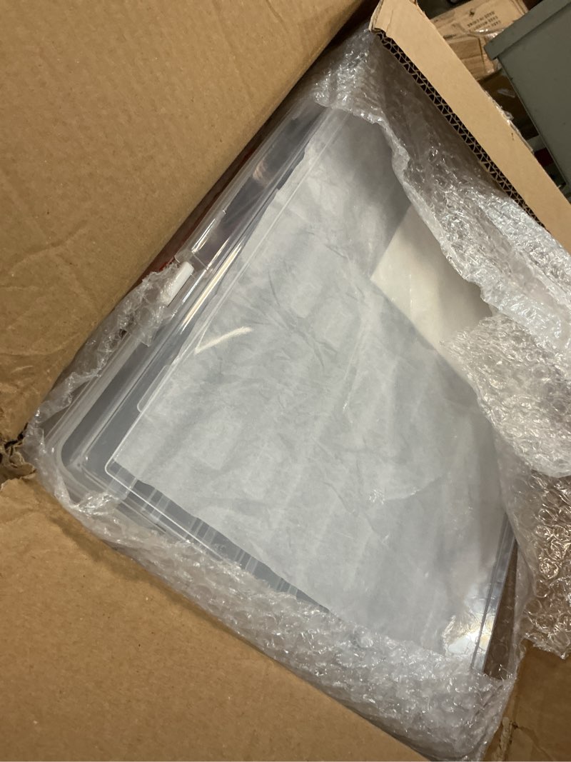 Condition photo showing Good Condition for alink photo storage box 5" x 7" with handle, 18 pcs inner photo container organizer and craft keeper, portable picture case with label for arts, crafts, sewing, stickers, office - clear clear - orange handle