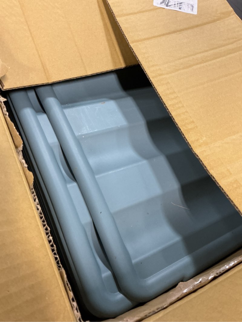 Condition photo showing As Is for maxdot 3 pcs 20.5 x 11.9 x 3.7 inch silverware organizer with lid, commercial 4-compartment restaurant kitchen cutlery tray, plastic silverware storage container, condiments holder (grayish blue) grayish blue 3
