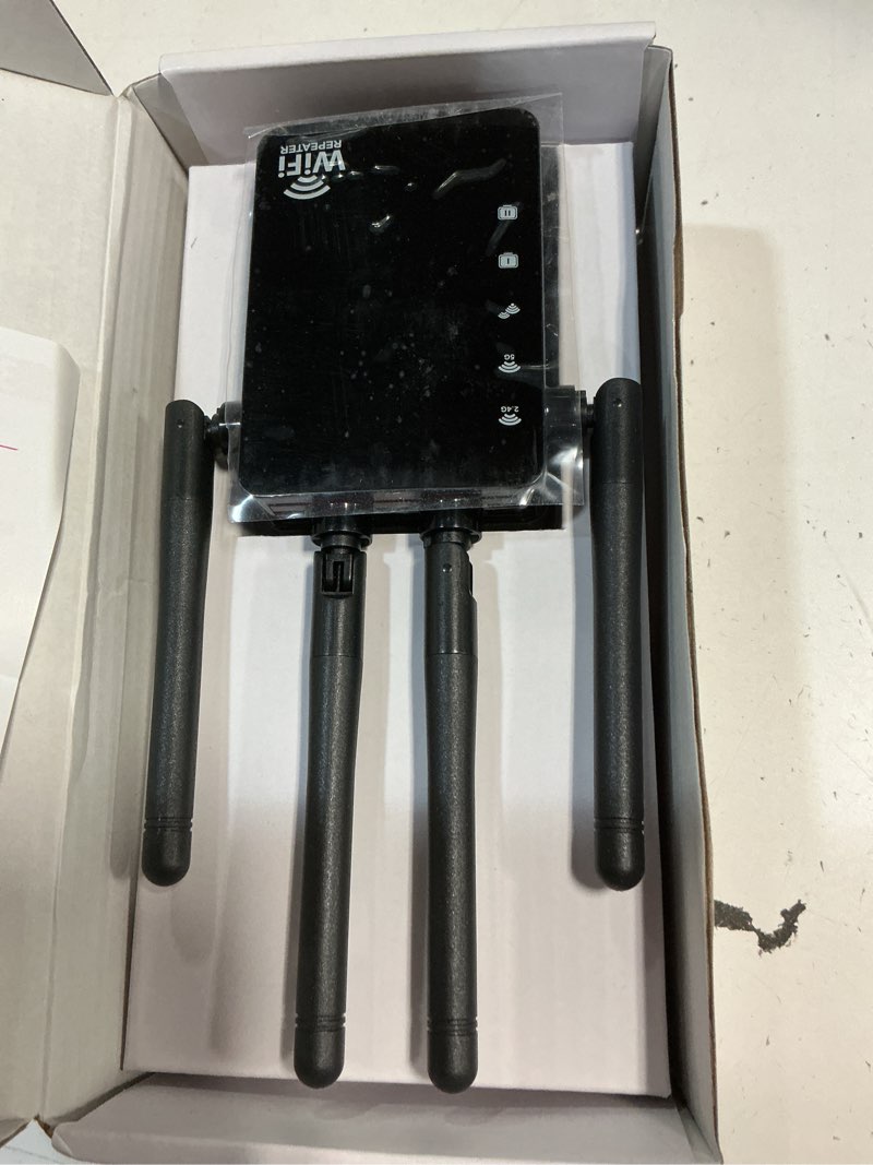 Condition photo showing Good Condition for wifi extender with 4 antennas 1200mbps - dual band 5ghz/2.4ghz, wifi extender signal booster with 3 modes support, wifi repeater with 12880 sq.ft 105 devices, easy set up for home